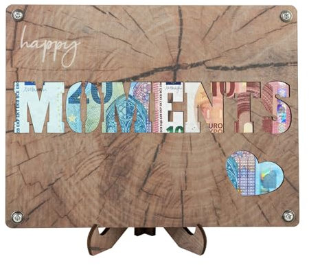 Geldgeschenk Holz Originielles Geldgeschenke Karte für Geburtstag I Geldverpackung Holz I Geldgeschenk Hochzeit und Party (Happy Moments)
