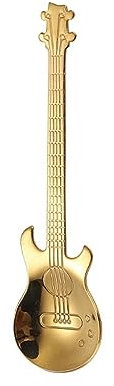 KKXXYQFC Cuillère à café d’Amour en Forme de Guitare cuillère à café Unique pour Les Desserts et Le thé, Couleur Or pétillante