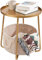 danpinera Gold Beistelltisch, Beistelltisch Runder Tisch mit Aufbewahrungskorb aus Stoff, Metall Tabletttisch für Wohnzimmer, Kinderzimmer, Schlafzimmer, Badezimmer, Gold