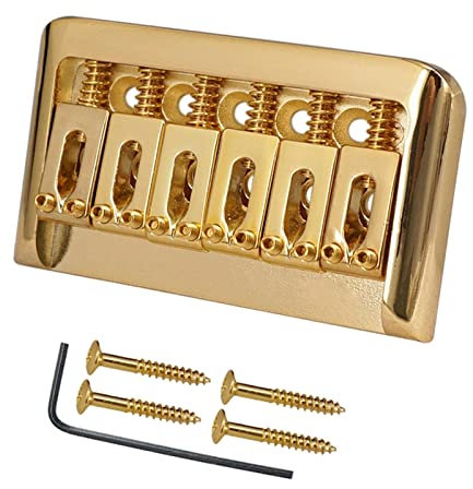 6 Saiten Gitarre Hardtail Bridge Ersatzteile für W/L-förmigen Schraubenschlüssel & Schrauben E-Gitarren Bass Ukulele Brücke für 6 Saiten Gitarrenbrücke E-Gitarre Hardtail Bridge