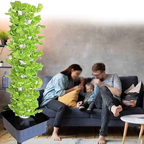 RRrawgff Hydroponic Tower,15 Tier 45 Holes Aquaponic Wax System, Fruits and Vegetables with Hydration Pump, Adapters, Mesh Pots,Garden Aeroponic Growth Kit for Herbs