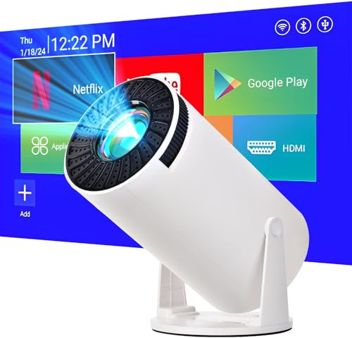 Mini Video Projector Support WiFi and Bluetooth, 1080P, Android 11.0 TV OS, Netflix, YouTube, HDMI, USB Flash Driver, Compatible with iPhone and Android Phone