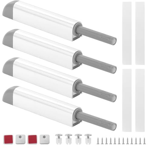 eROOSY 4 Stück Push to Open Türverschlüsse, Magnetischer Tür-Push-Opener-Catch, Push-to-Opener-Verschluss mit Schrauben und doppelseitigem Klebeband, Küchenschrank-Schrank-Schubladen-Schrank-Türen-Pus