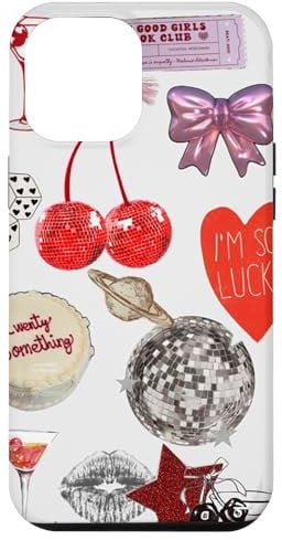 iPhone 14 Pro Max Retro Cherry Lucky Disco Ball Cherri Juice Coquette Case