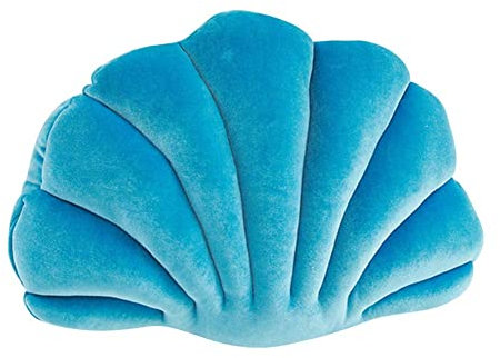 Muschel-Dekokissen für Couch, Kissen in Muschelform, Samt, gemütliches, solides Überwurfkissen, Meeresprinzessin, dekoratives Kissen in Muschelform,für Heimdekoration (Blau,12.6 x 9.9 Zoll)