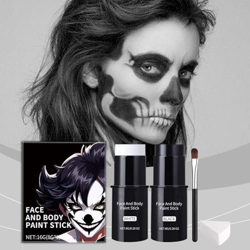 EONFAVE Bodypainting Colori, Bianco e Nero Creamy Blendable Stick