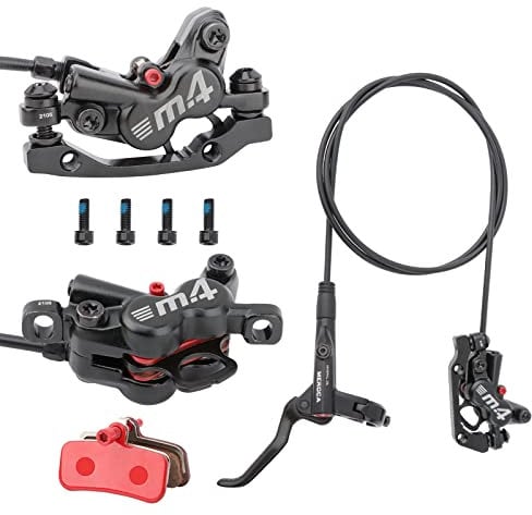 MEROCA M4 Hydraulische Scheibenbremsen für Mountainbike, 4 Kolben, hydraulische Fahrradbremsen, Vorderrohr, 800 mm, Hinterrohr, 1400 mm, mit PM-Adapter für 160 mm Rotor (1 rechts vorne)