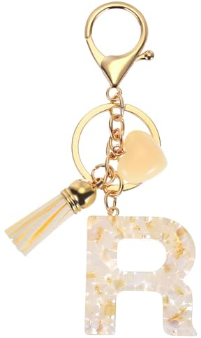 Buchstaben-Schlüsselanhänger, personalisierbar, Herzform, zerbrochene Muschel, Fransen, Großbuchstaben-Schlüsselanhänger, modischer Schlüsselanhänger für Damen, Mädchen, Amulett, Erwachsene, Geschenk