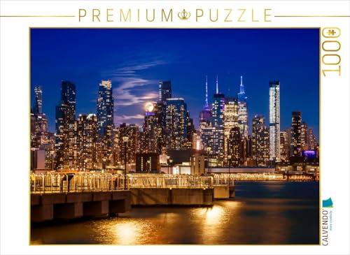 CALVENDO Puzzle NYC Midtown Manhattan Skyline mit Vollmond | 1000 Teile Lege-Größe 64 x 48 cm Foto-Puzzle für glückliche Stunden