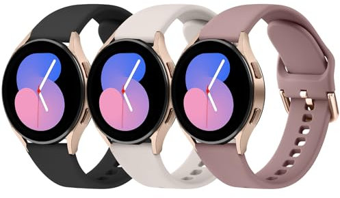 Mugust 3 cinturini per Samsung Galaxy Watch 5/4/6/7 / Watch 5 Pro/Watch 4&6 Classic/Active 2/Watch 3 41 mm, 20 mm, per uomo e donna (luce stellata+nero+viola fumo)