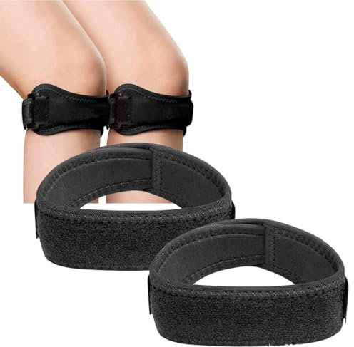 Rodillera para rótula, 2 piezas unidades rodillera para tendón rotuliano, rodillera para rótula, rodillera ajustable, para aliviar el dolor al caminar, fútbol, ​​correr, negro