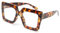 LJCZKA Blue Light Blocking Glasses for Women Oversized Square Anti Blue Light Glasses Big Thick Frame Chunky Computer Gaming Anti Glare Eyeglasses (Leopard, 0.0, x)