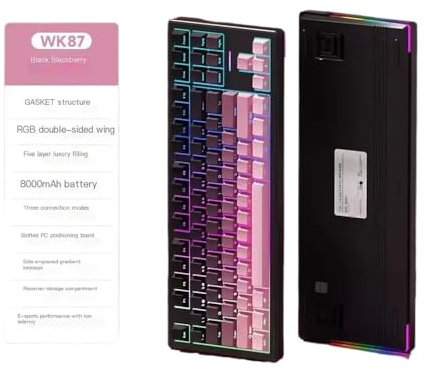 QPSJXN WLAN MECHANISCHE Tastatur DREI Modus Dichtung RGB Backlight Hot Swap Low Delay Gamer Accessoire 2.4g(BlackBerry 8000mAhZY)