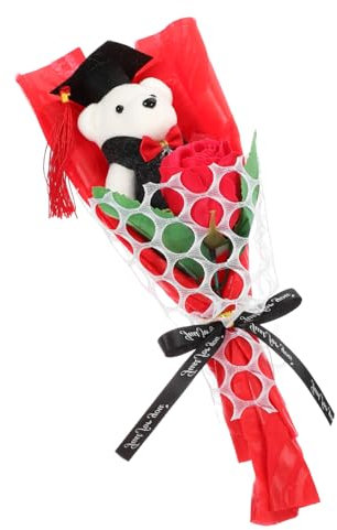 iplusmile accessori per laureati regalini fine scuola per diploma maturità orsacchiotto adornare soprammobili bouquet di laurea chic orso di laurea orso bouquet fiore di sapone rosso
