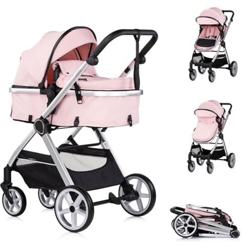Chipolino Poussette combinée 2en1 Vista Sac à langer couvre-pieds panier harnais, coloris:rose