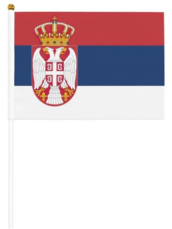 sttung Flagge von Serbien, 10 Stück, Handflaggen, wehende Flagge, Straßenparty, Sportveranstaltungen, Pub, Auto-Dekorationen