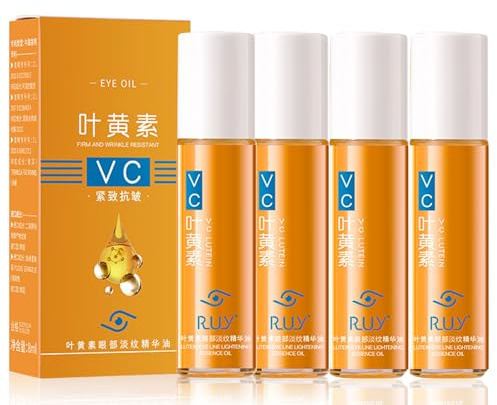 Ruy Lutein Anti-Falten Serum öl, Ruy Eye Oil Vc, Lutein Eye Essence Oil, Vc Lutein Anti Falten öl, Anti-Aging-Augenserum gegen Falten, Tränensäcke, Schwellungen Und Augenringe Entfernen (8ML, 4PC)