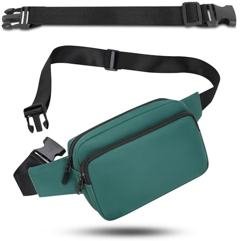 Bauchtasche Gürteltasche Hüfttasche mit Einem 30 cm Verlängerten Gürtel Unisex Modern Umhängetaschen Handytasche für Outdoor Reise Wandern Hundetraining Damen und Herren (Grün)
