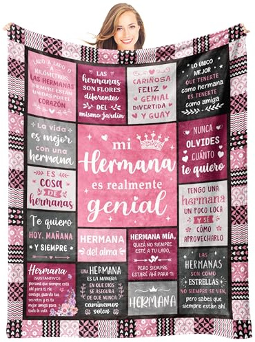 Regalo Hermana, Regalos Originales para Mujer - Manta llena de Bendiciones | Regalos Mujer Cumpleanos, Regali para Mi Hermanas, Hermanas Mayor, Navidad (157x132 cm)
