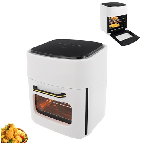 Heißluftfritteuse 15L, Minibackofen mit Sichtfenster, 1400W, Ist spülmaschinenfest, Zeitbereich 5-65 Minuten, Temperaturbereich 80-200℃, zum Braten und Backen von Lebensmitteln