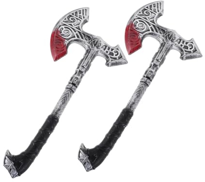 TOGEVAL 2 Piezas Hachas Vintage para Cosplay Accesorio de Batalla Medieval Ligero y Resistente para Disfraz de Vikingo Caballero y Fiesta Temática
