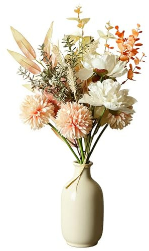XIAOGUA Flores Artificiales Decoracion Ramo de Flores Secas 44cm Decoracion Otoño Planta Artificial Home Decor para Sala de Estar Dormitorio Mesa de Comedor Decoración Navideña (Sin Botellas)