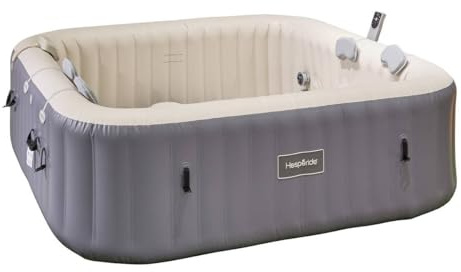 Hespéride - Spa Gonflable Comfy 5 Personnes Taupe, 230x230x71cm, 10 Hydrojets, 180 Jets d'air, Connecté WiFi - pour Jardin, Terrasse