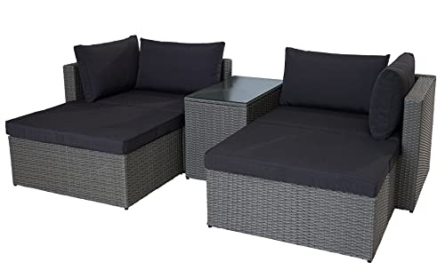 Riess Ambiente Outdoor Garten Lounge Set XXL MODULAR - grau - Polyrattan - Sitzgruppe inklusive Kissen