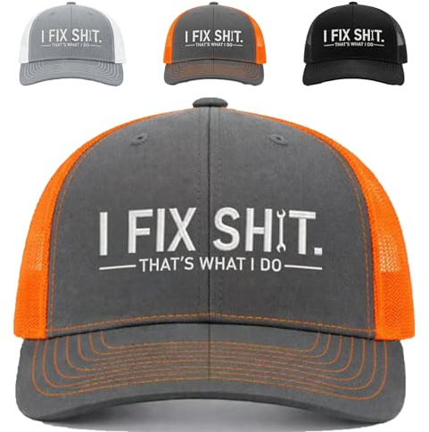 Generisch I Fix Shit Trucker Hat – Funny Mechanic & Fixer Cap, Premium Embroidered Trucker Hat, Adjustable Breathable Casual Wear