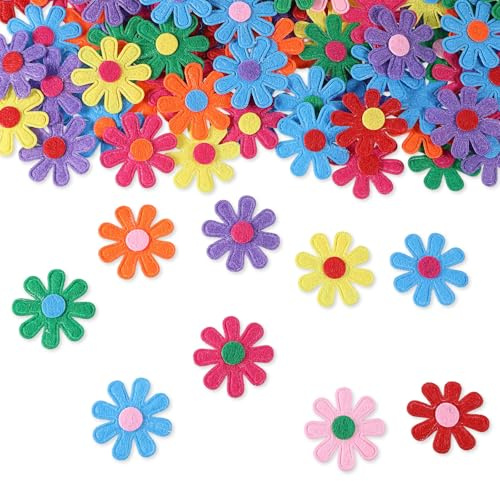 SULIKJHUI 200 Stück Filz Blumen, 2,8cm Bunte Stoffblüten Blumen Filz Streudeko für DIY Handwerk und Kunstverzierung