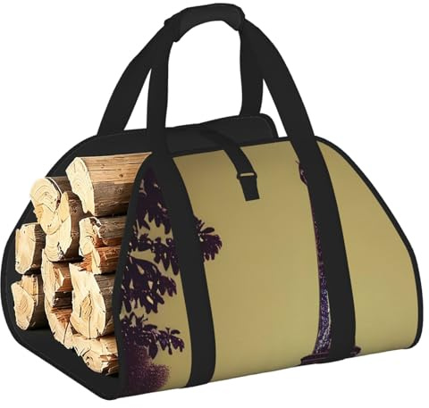 DUWAA Sac de transport de bois de chauffage imprimé Tour Eiffel Paris Sac en toile pour bois de chauffage Porte-bûches robuste Accessoires de poêle à bois