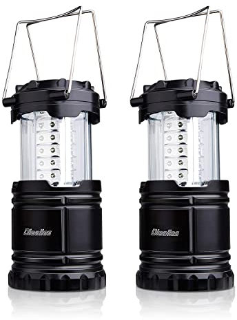 Diealles Lampe a Pile, Lot de 2 Ultra Bright Lampe Tempete, Portable Lampe Camping, LED Lanterne Camping pour Randonnée, Jardin, Pêche, Lumière d'urgence, Les Activités en Extérieur