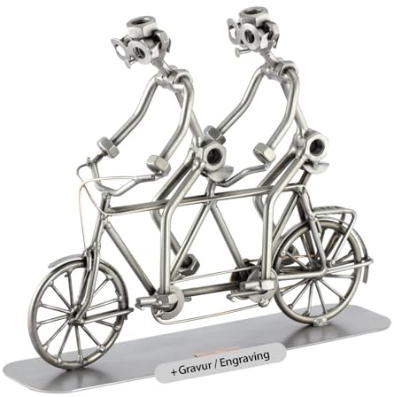 Steelman24 Schraubenmännchen Tandem mit persönlicher Gravur | Made in Germany,Handarbeit,Geschenkidee,Stahlfigur,Metallfigur