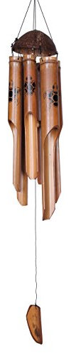 Ca. 90cm Windspiel Klangspiel Schildkröte Feng Shui Bambus Kokosnuss Handarbeit