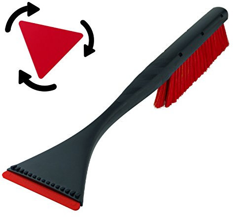 L&P A058 Eiskratzer Murska Eisschaber 460mm HIPS Acryl Dreieck 95mm Schaber Schneebesen Schneebürste lang Schneefeger Schnee Bürste Besen Feger Original aus Finnland TOP Qualität (Schwarz Rot)
