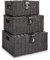 Vencier Set of 3 Resin Woven Storage Basket Box with Lid & Lock, Black, Large, Medium, Small (Black)