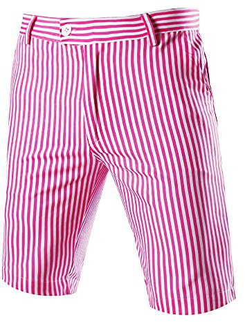 sourcing map Uomini Strisce Verticali Si inclinano Tasche Davanti Chino Shorts Fucsia 36