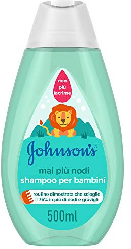 Johnson's Baby Mai Più Nodi Shampoo bambini districante e detergente, Shampoo neonati con formula Non Più Lacrime, Per capelli lunghi o ricci che scioglie i nodi, 500 ml