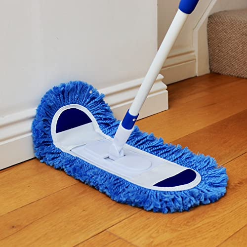 The Home Valet Company Microfiber Flexi Floor Duster use Wet or Dry Great For Cleaning Wood and Tiled Floors Can Go Up Skirting Boards To Save Time Cleaning 40cm x 12cm Head