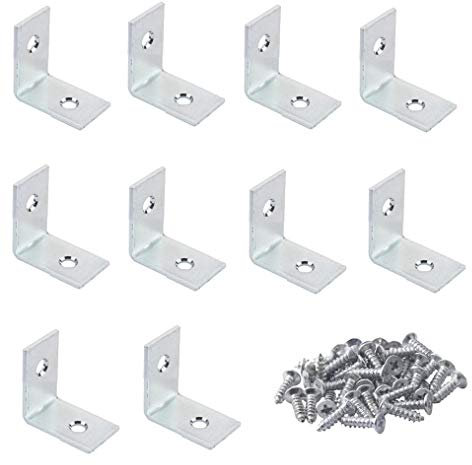 TERF® 10 Pcs Zinc Plated Steel 25mm X 25mm X 17mm (1’’ X 1’’ X 0.67’’) Angel L Shape Corner Brace Bracket Joining Fixing Self Support Repair with Fixing Screw