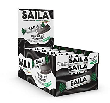 Saila - Soffici Caramelle Toffee Alla Italiana Con Soffice Cuore Alla Menta Piemontese, Senza Glutine - Box Da 100 Pezzi, Liquirizia, 1900 Grammo