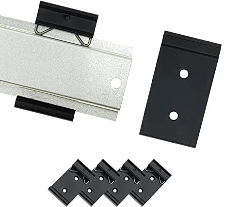1,08 Breite Universal-DIN-Schienen-Montageklammern, einrastbar, DIN-Schiene, feste Klemme, Aluminiumlegierung, Solid-State-Relaisclip für 35 mm DIN-Schiene, schwarz, 4er-Pack für Senkkopf-M3-Schrauben