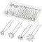 40 Stück Haarnadeln Hochzeit Blumen für Braut, Gingbiss Braut Haarschmuck in U-Form, Silber Strass Perlenhaarnadel für Bräute Brautjungfern Frauen Mädchen