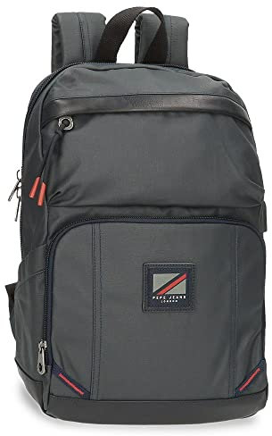 Pepe Jeans Hackney Mochila para Portátil Adaptable 12 Gris 25x36x10 cms Algodón, Poliéster y PU.