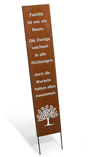 Rostikal Familen Spruch Gartenstecker 1 m Edelrost Gartendeko Rost Geschenk