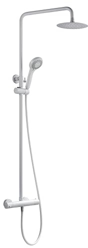 IMEX BTK017/BL KENT Grifo Termostático Conjunto de Ducha Telescópico Blanco Mate
