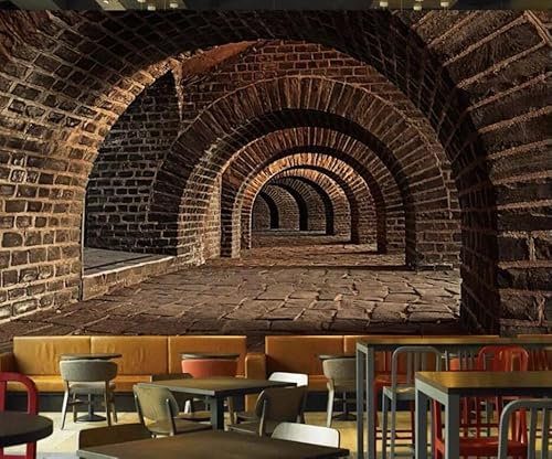 Wandbild 3D-Fototapete U-Bahn-Tunnel Zugangsleiste Wohnzimmer Wohnkultur 3D-Wandbilder Tapete * 350 cm x 256 cm (137,8 x 100,8 Zoll)