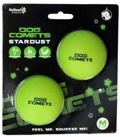 Dog Comets Stardust Bälle Ø6 cm - Hundespielzeug aus Naturkautschuk - Flottierend und Rebound - 2 Stück, Grün