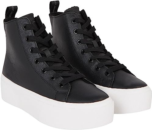 Calvin Klein Jeans Damen Cupsole Sneaker Cupsole Flatform Mid Schuhe, Schwarz (Black/Bright White), 38