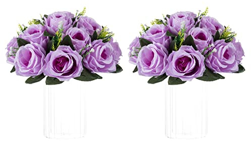 NUPTIO Blume Kugeln für Hochzeit Mittelstücke - 2 Stück 24cm Durchmesser Künstliche Blumen Ball Anordnung Bouquet Tabellen Flieder Gefälschte Rose für Hochzeiten